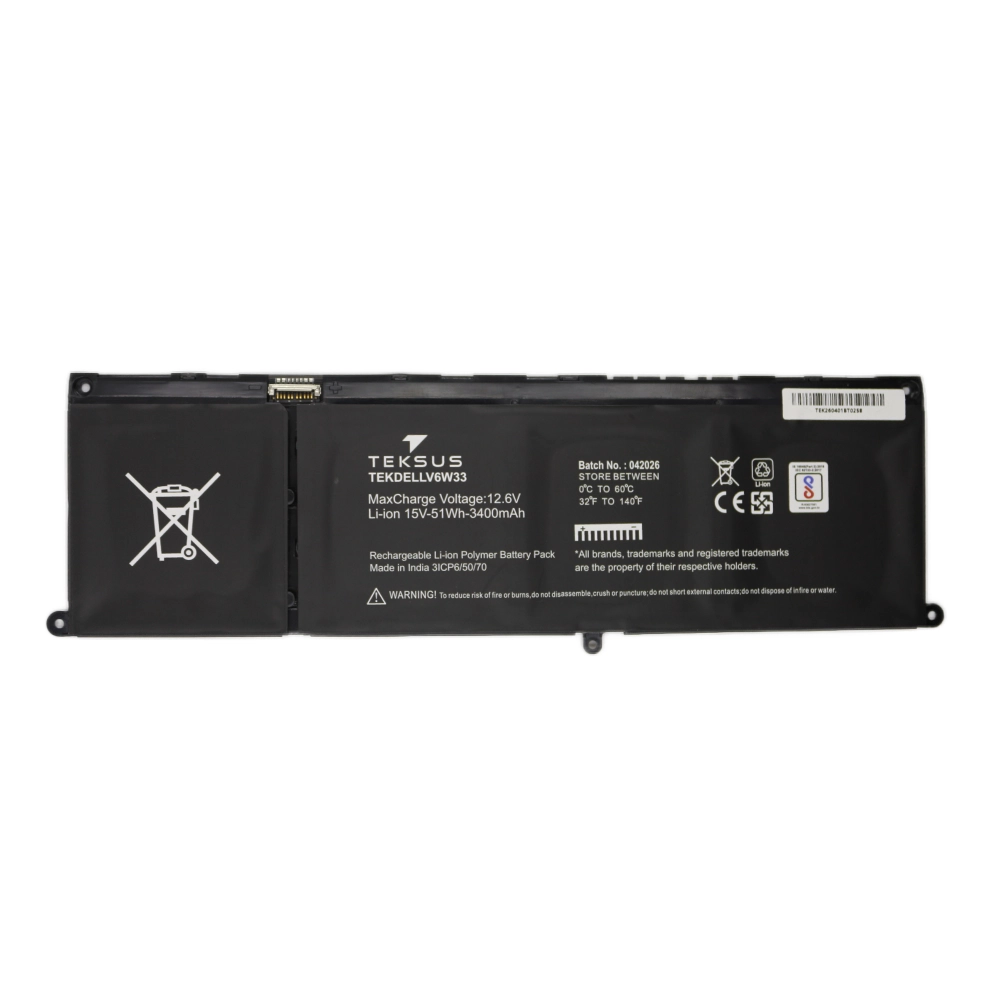 Teksus Laptop Battery Compatible For Dell Inspiron 15 5510 | V6W33 4C view 2